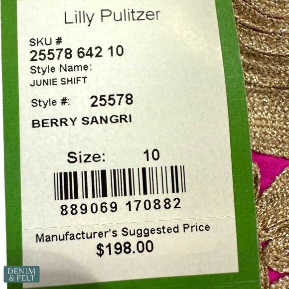 Lilly Pulitzer Junie Shift Dress Berry Sangria Pink Gold Resort Chic Summer Vibe - Picture 14 of 15